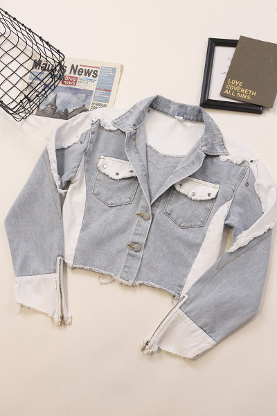 Női farmerdzseki széles modell, ujjain cipzárral