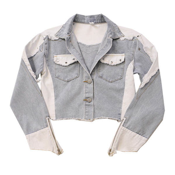 Női farmerdzseki széles modell, ujjain cipzárral