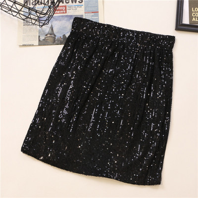 Aktualna ženska suknja s visokim elastičnim strukom i šljokicama