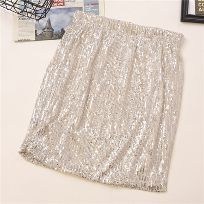 Aktualna ženska suknja s visokim elastičnim strukom i šljokicama