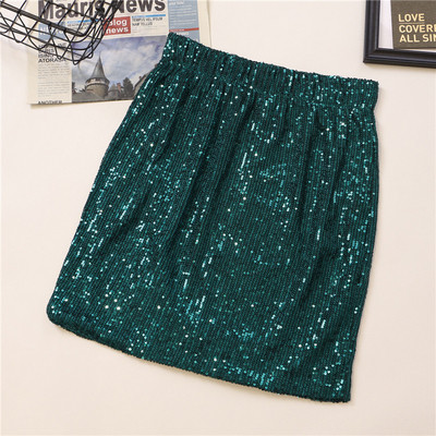 Aktualna ženska suknja s visokim elastičnim strukom i šljokicama