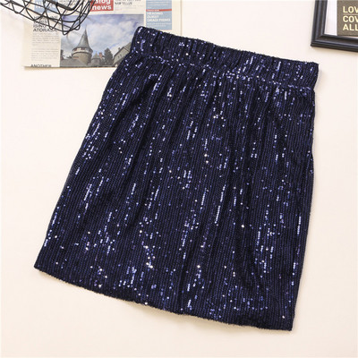 Aktualna ženska suknja s visokim elastičnim strukom i šljokicama