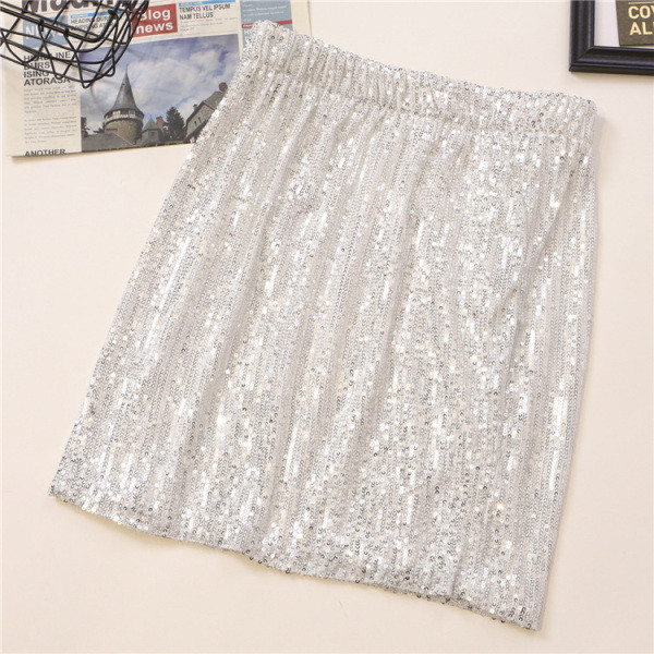 Aktualna ženska suknja s visokim elastičnim strukom i šljokicama