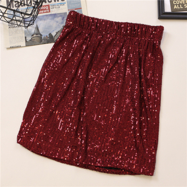 Aktualna ženska suknja s visokim elastičnim strukom i šljokicama