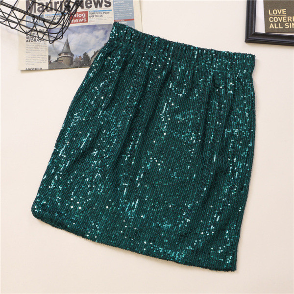 Aktualna ženska suknja s visokim elastičnim strukom i šljokicama