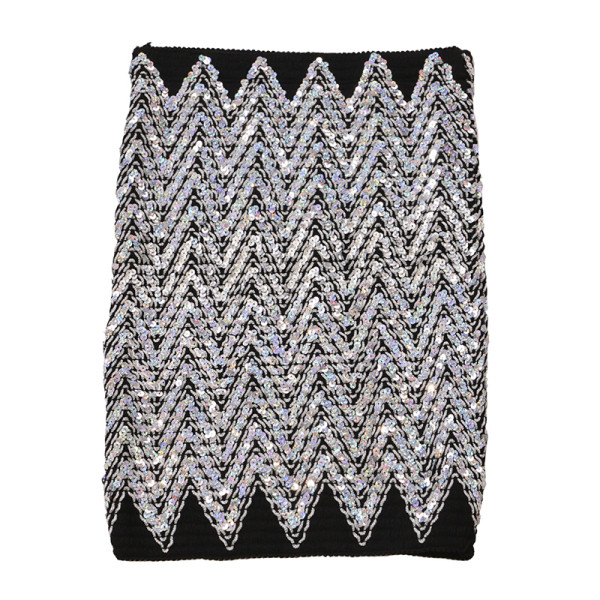 Rugalmas női szoknya magas derékkal, flitterekkel