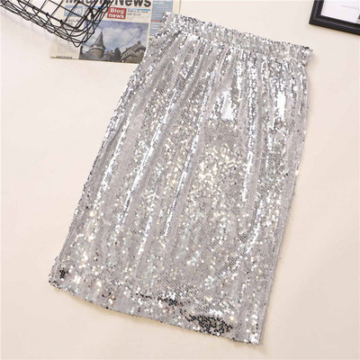 Γυναικεία φούστα με ψηλή μέση  και πούλιες με μεσαίου μήκους 