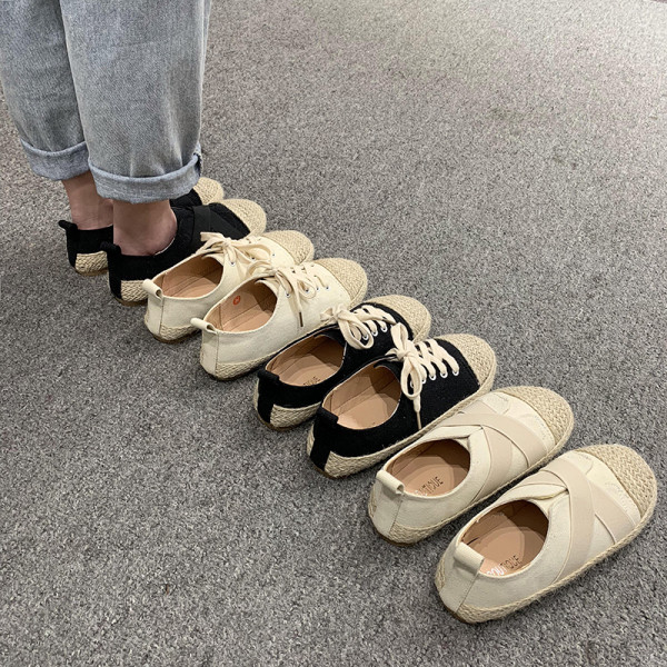 Tekstiilist espadrillide ja lameda taldade uus mudel - kaks mudelit