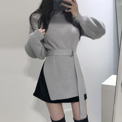 Naiste talvekampsun küljelõhikute ja vöörihmaga