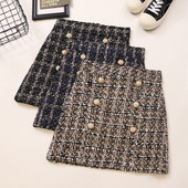 Ajakohane kõrge vöökoha ja nööpidega naiste kootud seelik