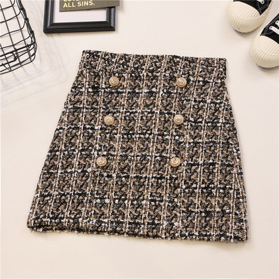 Ajakohane kõrge vöökoha ja nööpidega naiste kootud seelik