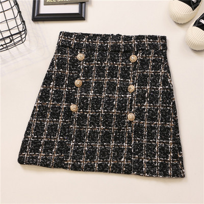 Ajakohane kõrge vöökoha ja nööpidega naiste kootud seelik