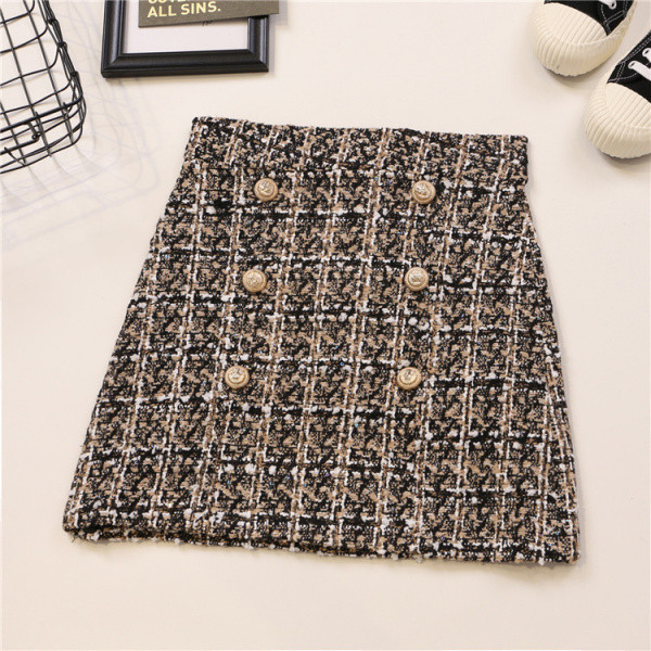 Ajakohane kõrge vöökoha ja nööpidega naiste kootud seelik