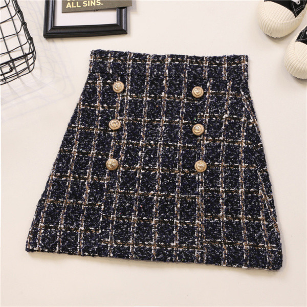 Ajakohane kõrge vöökoha ja nööpidega naiste kootud seelik