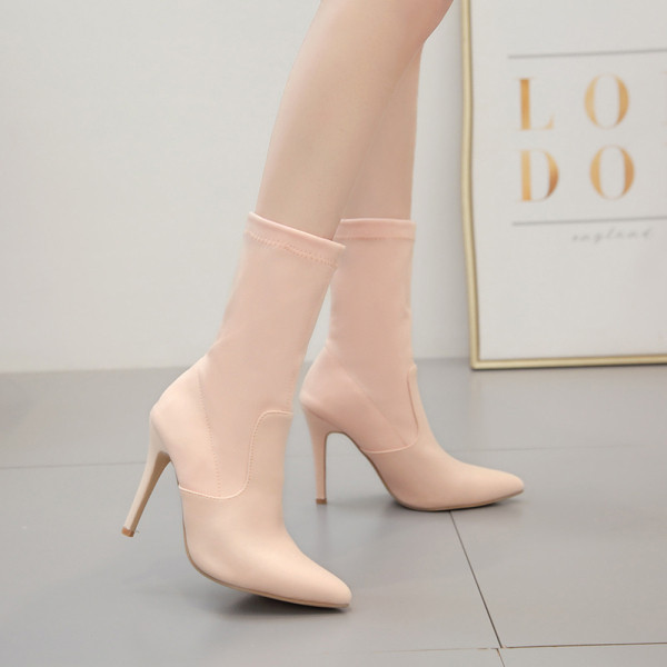 Stiilne õhukese kontsaga terava otsaga naiste saapad