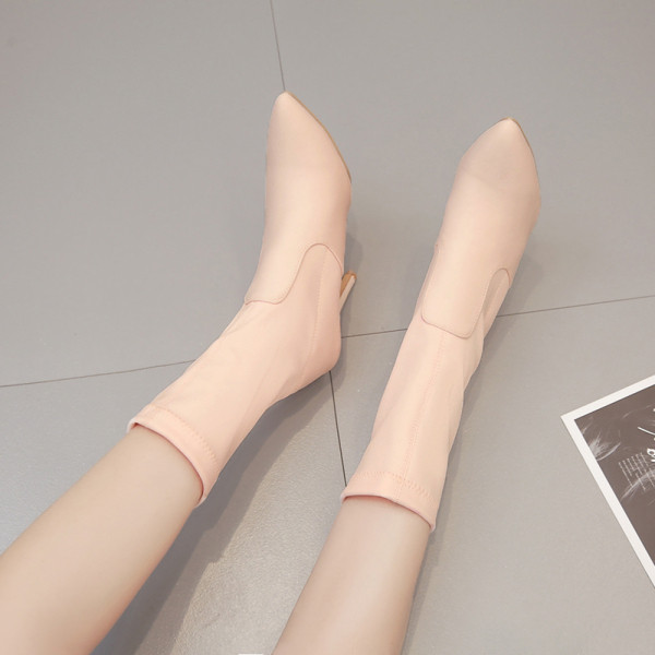 Stiilne õhukese kontsaga terava otsaga naiste saapad