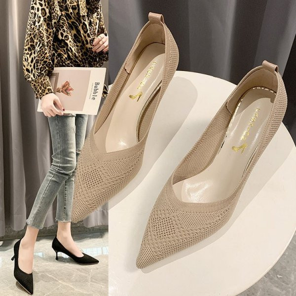 Új modell tavaszi-nyári textilcipő alacsony sarkú hegyes modellel