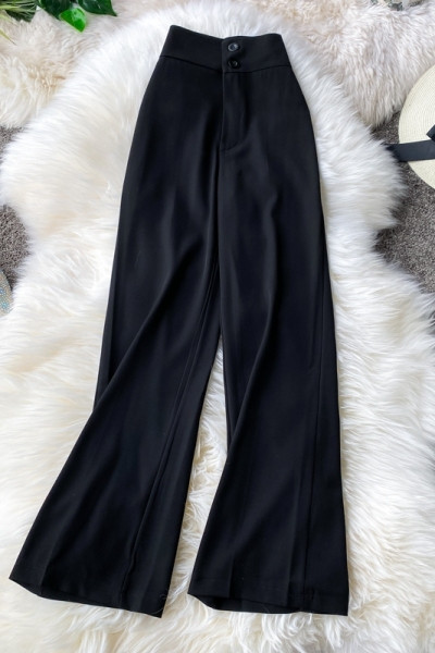 Moodsad naiste mustad püksid kõrge vöökohaga – lai mudel