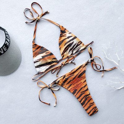 Γυναικέιο μοντέρνο μαγιό μπικίνι με τίγρη πριντ