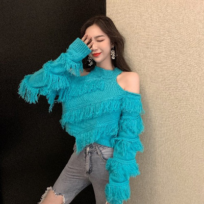 Moodne narmaste ja lõikega varrukatega naiste kampsun