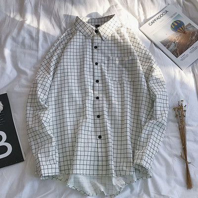 Kockás férfi ing hosszú ujjal, klasszikus gallérral és zsebbel