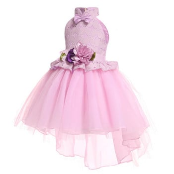 Παιδικό φόρεμα για κορίτσια με λουλούδια και τούλι και  κορδέλα στον γιακά
