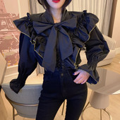 Modern női ing békával és gallérral szalaggal