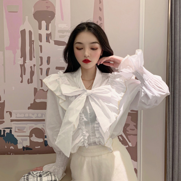 Modern női ing békával és gallérral szalaggal