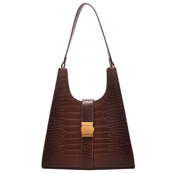 Стилна дамска чанта за рамо от еко кожа с метално закопчаване