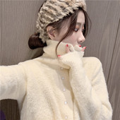 Lai kõrge krae ja nööpidega naiste kampsun