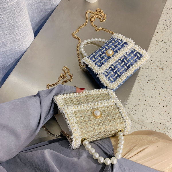 Stiilne pärlitega naistekott, lühikese ja pika sangaga