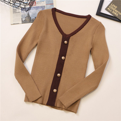 V-kaelusega, pikkade varrukate ja nööpidega õhuke naiste kampsun