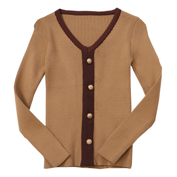 V-kaelusega, pikkade varrukate ja nööpidega õhuke naiste kampsun