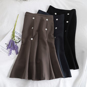 Lezser női hosszú szoknya magas derékkal és gombokkal