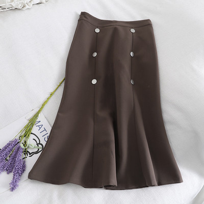 Lezser női hosszú szoknya magas derékkal és gombokkal