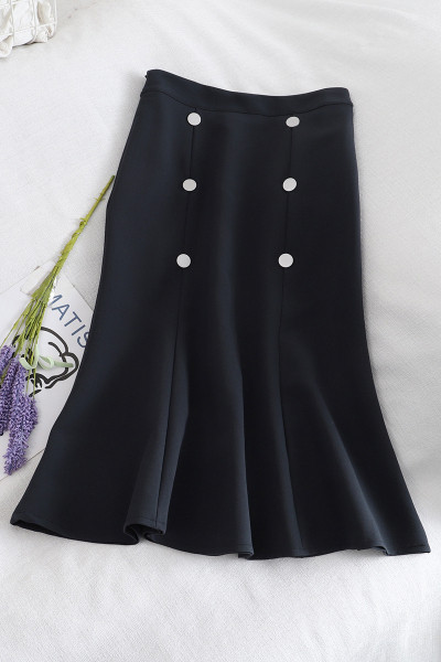 Lezser női hosszú szoknya magas derékkal és gombokkal