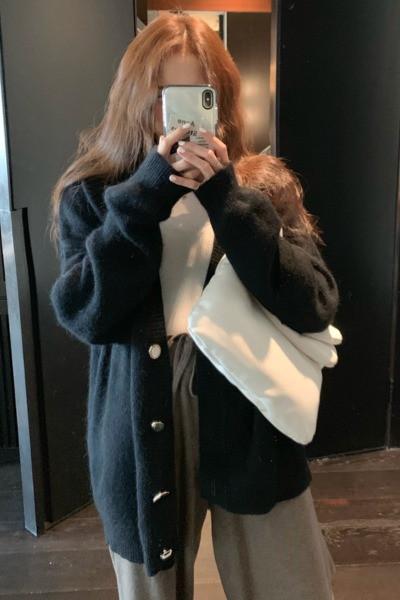 Must naiste retro vest nööpidega - lai mudel