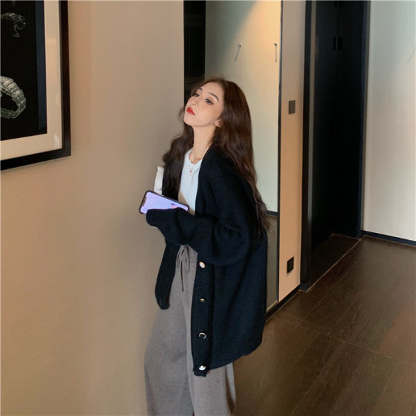 Must naiste retro vest nööpidega - lai mudel