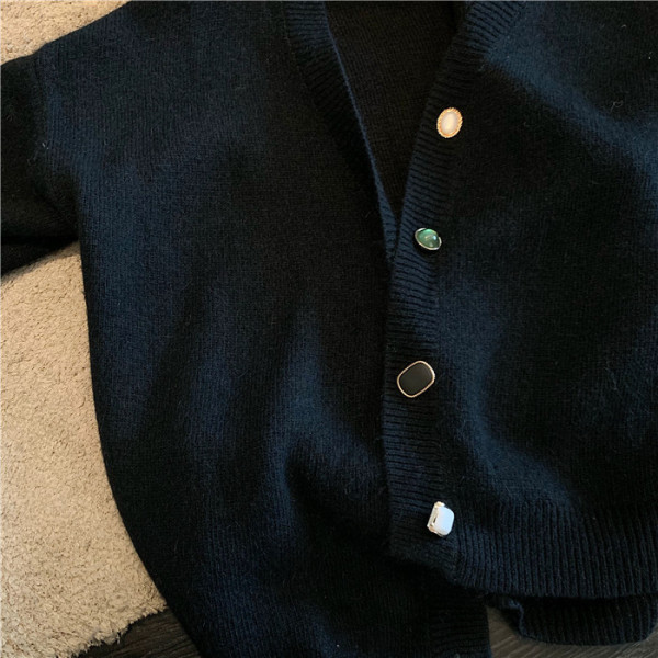 Must naiste retro vest nööpidega - lai mudel