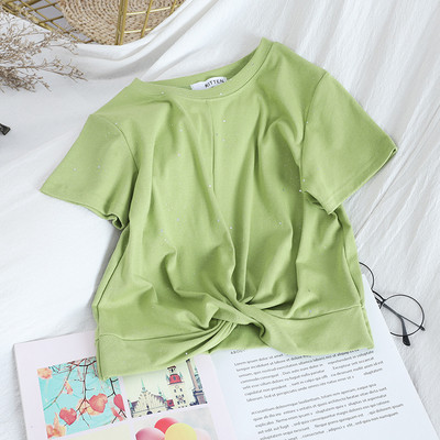 Καθημερινή γυναικεία μπλούζα με κοντό μανίκι και οβάλ ντεκολτέ