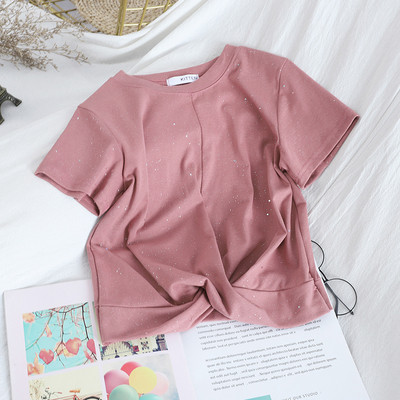 Καθημερινή γυναικεία μπλούζα με κοντό μανίκι και οβάλ ντεκολτέ