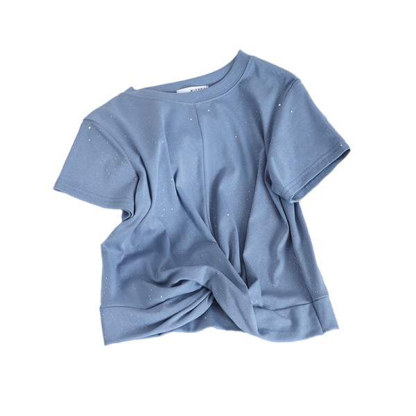 Καθημερινή γυναικεία μπλούζα με κοντό μανίκι και οβάλ ντεκολτέ