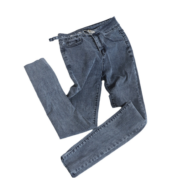 Ежедневни дамски дънки Slim модел с висока талия и нестандартно закопчаване