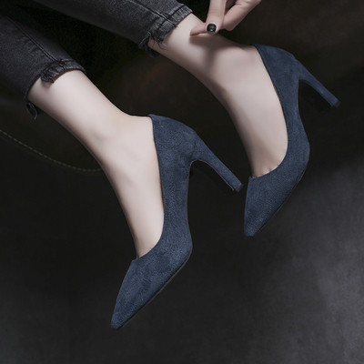 Stiilsed paksu kontsaga naiste kingad öko-seemisnahast teravatipulisest mudelist