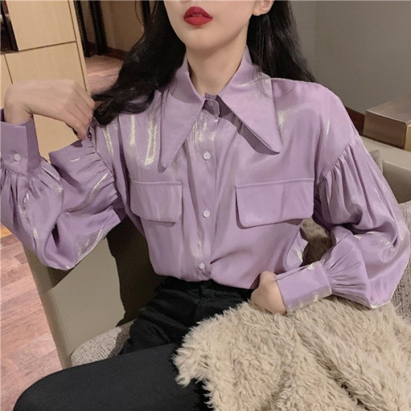 Stílusos női ing klasszikus gallérral és gombokkal