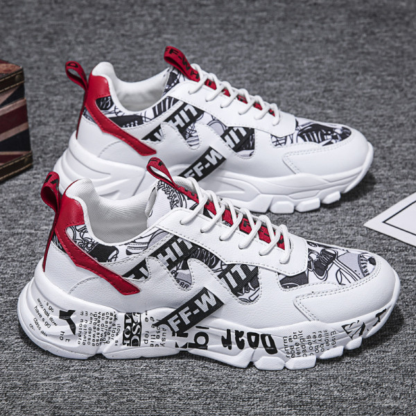 Öko-nahast valmistatud vabaaja tossud meeste paelte ja pealdistega