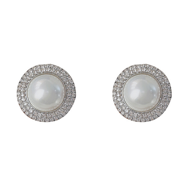 Дамски модерни обеци с камъни и кръгла форма