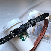 Női alkalmi bőr öv fém csattal és kivágásokkal