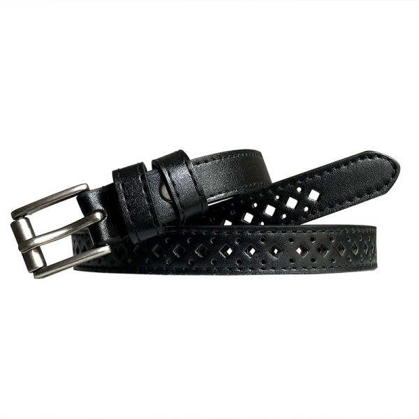 Női alkalmi bőr öv fém csattal és kivágásokkal