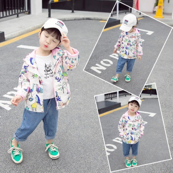 Nappali gyermek tavaszi kabát rátéttel lányoknak